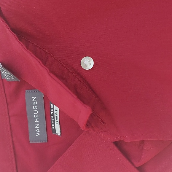 VAN HEUSEN Never Tuck Slim Fit button down woven shirt NWT - Picture 9 of 10